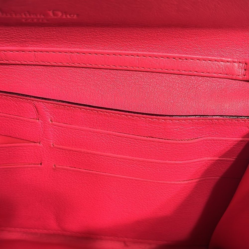 - Authentic Cristian Dior Leather Pink/Coral Wallet on a Chain - Picture 13 of 17